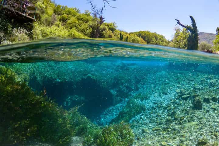 The Blue Eye and Lekuresi Castle from Saranda