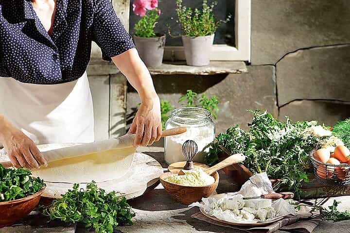 Private traditional lunch with pure produce on a Corfu farm