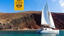 Santorini Classic Catamaran Cruise with BBQ, Drinks and Transfers