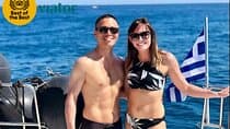 Santorini Catamaran Cruise with Open-Bar, Greek Meal and Sunset