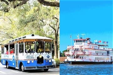 שילוב יבשה וים של סוואנה: סיור תיירים ברכבת תיירים עם קרוז על נהר הסירה.