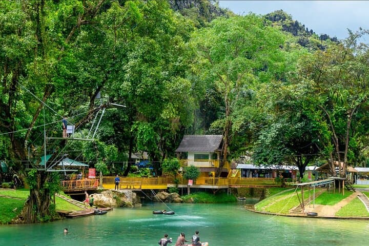 Vang Vieng:Zipline, Cave Tube, Trek,Longtail Boat, lagoon 1