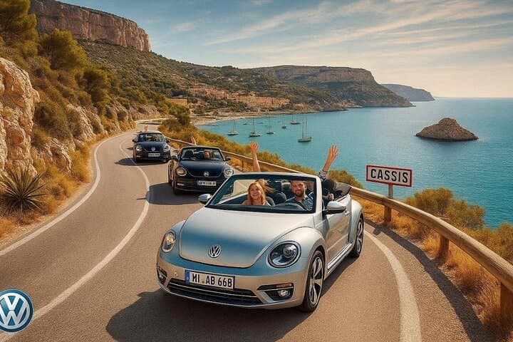 Drive by cabriolet from Marseille cruise port to cassis