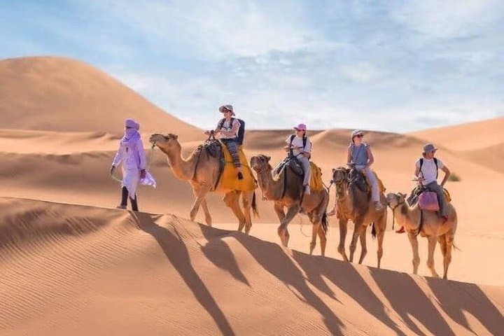 Merzouga camel ride, overnight stay at Desert Luxury Camp