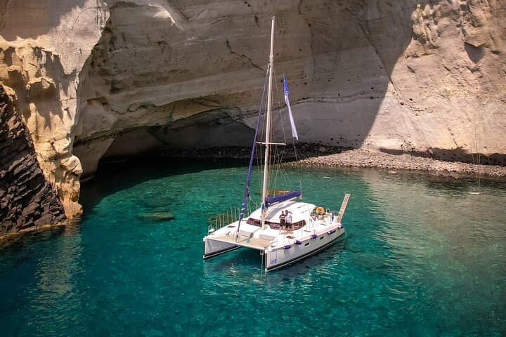 Catamaran Full-Day of Milos and Poliegos With Lunch & BBQ